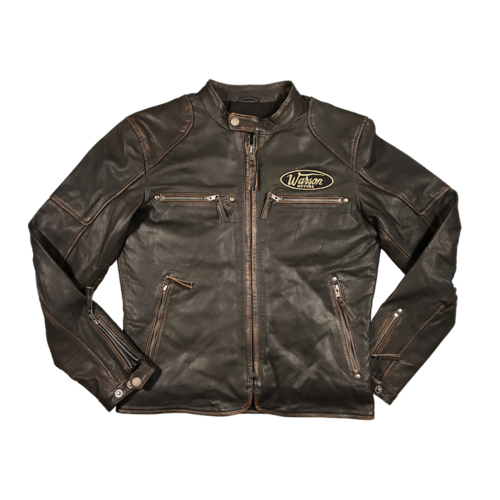 Warson Motors Classic Driver Brown Rub Off Leather Jacket