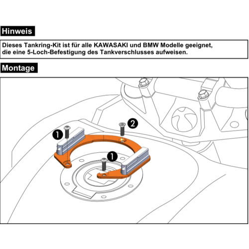 Tankring Lock-it 5 hole for selected Kawasaki & BMW F650 models