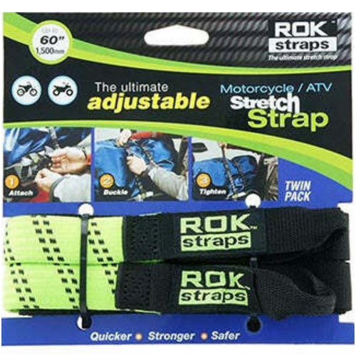 Motorcycle Adjustable Rok Strap Hi/Vis Green (Pair)