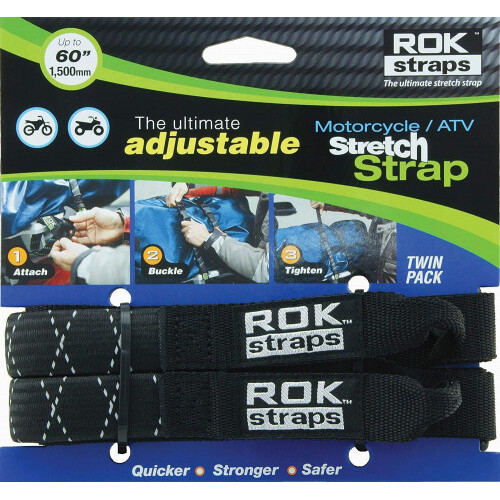 Motorcycle Adjustable Rok Strap Black with Reflective Strip (Pair)