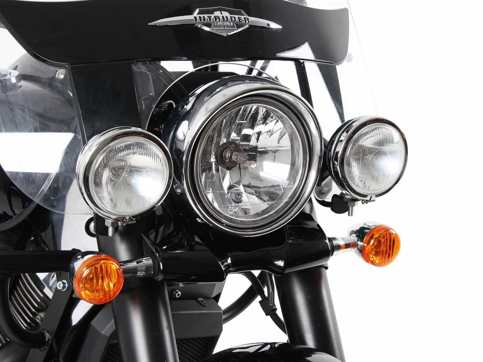 Twinlight auxiliary headlight set (high beam) incl. holder and cable black for Suzuki C1500T Intruder (2013-2016)