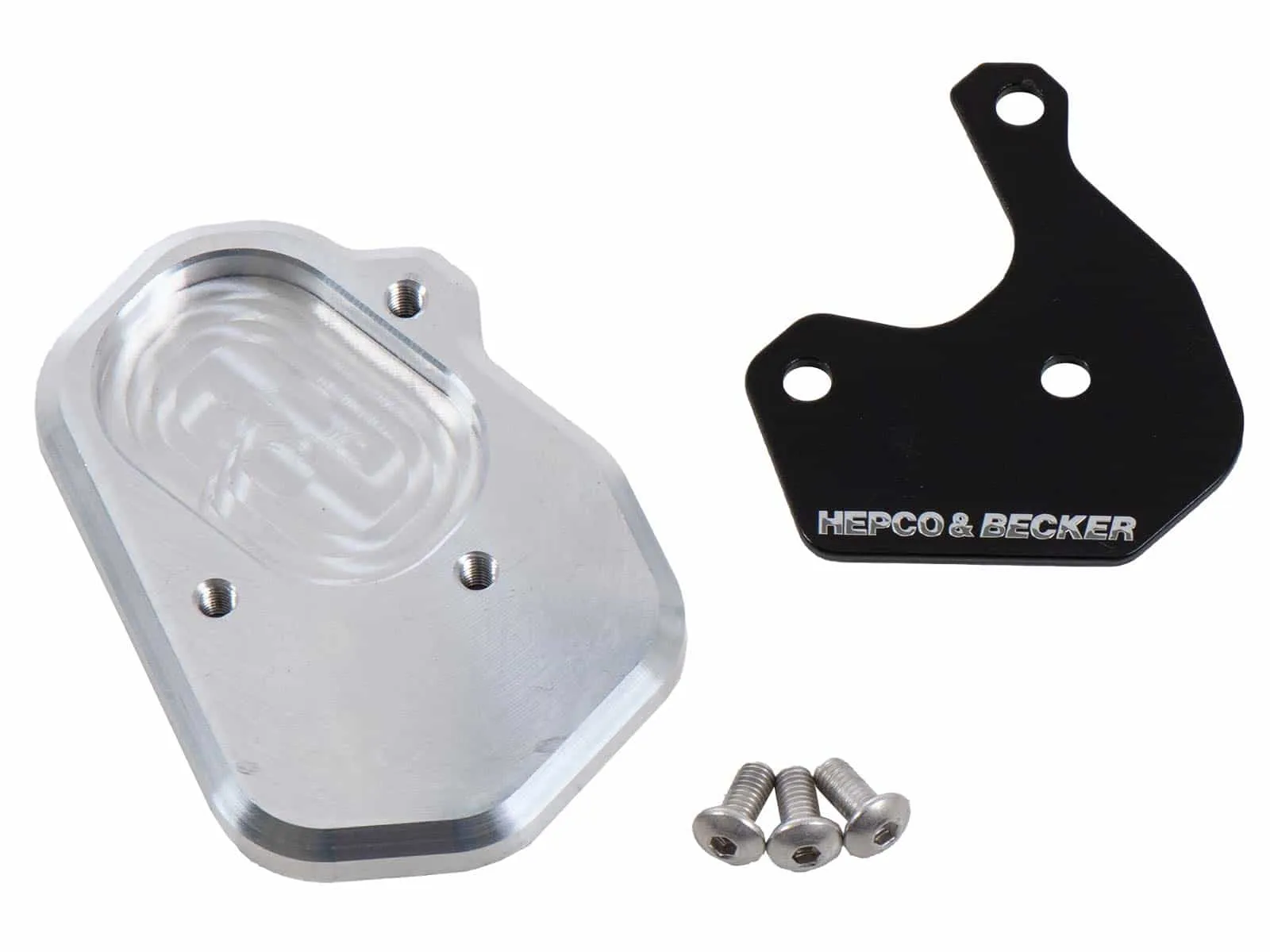 Side stand plate silver/black for Moto Guzzi V 85 TT / Strada / Travel (2024-)