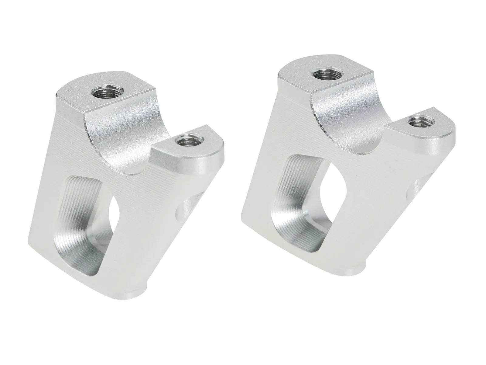Handlebar riser with offset 25 mm high, 23 mm back, silver for BMW R nineT Pure (2017-2023)
