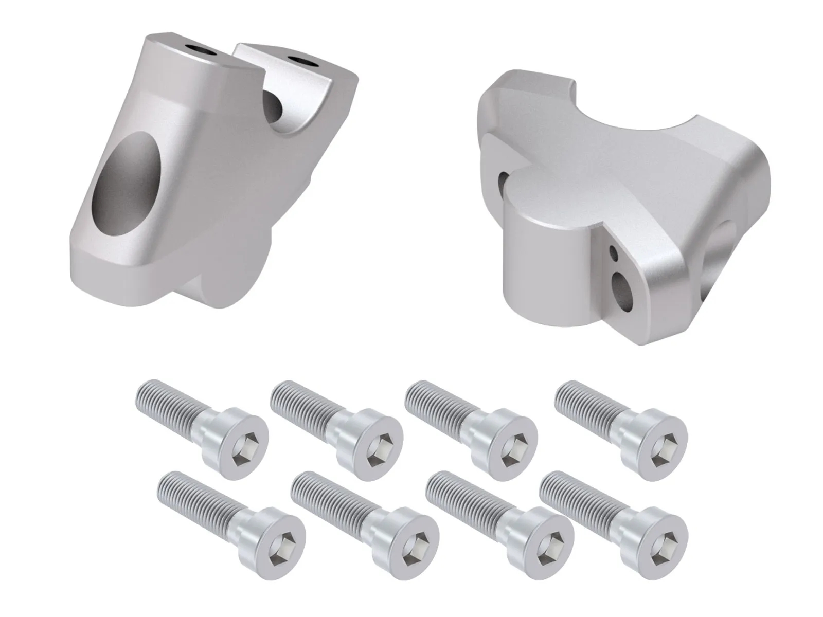 Handlebar riser with offset 30 mm high, 21 mm back, silver for Royal Enfield Super Meteor 650 (2023-)