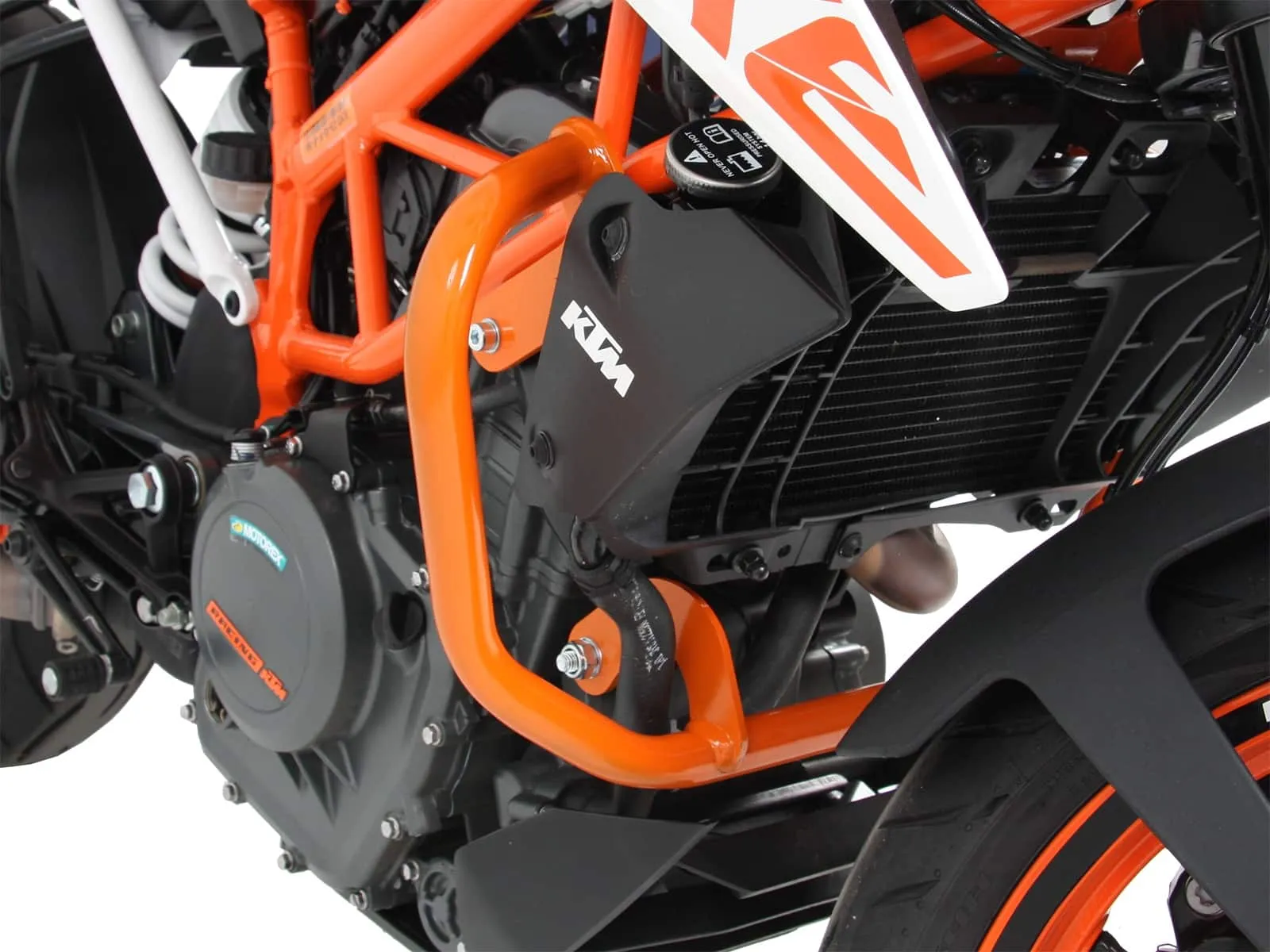 Orange engine guard for KTM 125 Duke (2021-2023)