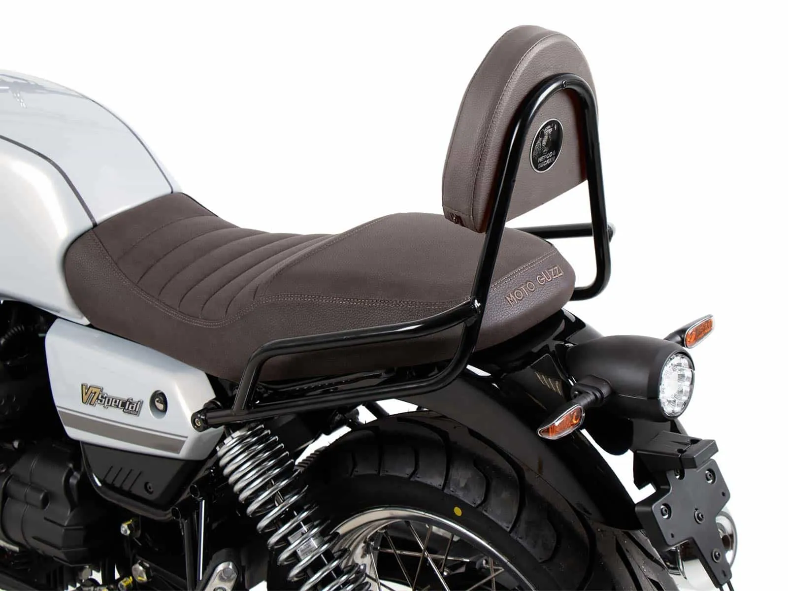 Sissybar without luggage rack black/brown for Moto Guzzi V7 Special/Stone/Centenario (2021-2024)