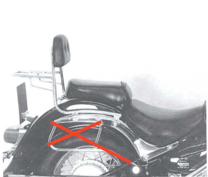 Sissybar with luggage rack black for Suzuki VL 800 Intruder LC Volusia (2001-2016) / C 800 Intruder / Black Edition (2005-2016)