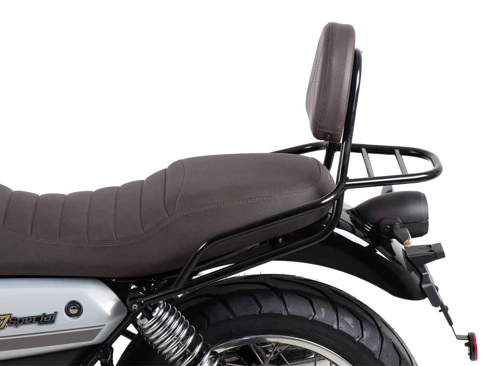 Sissybar with luggage rack black/brown for Moto Guzzi V7 Stone Special Edition (850cc) (2022-2023)