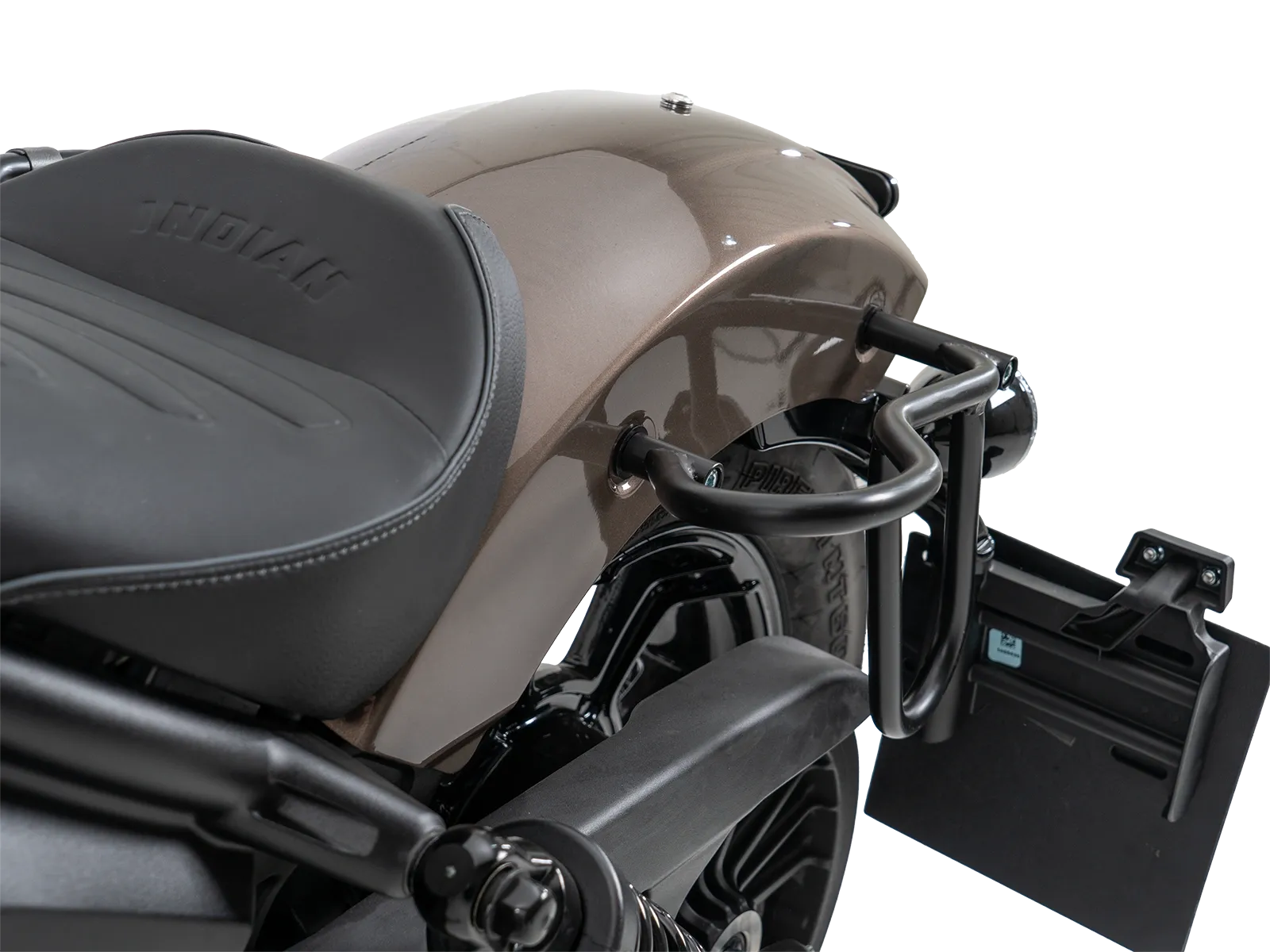 Leather bag holder cutout black for Indian Scout Bobber (2025-)
