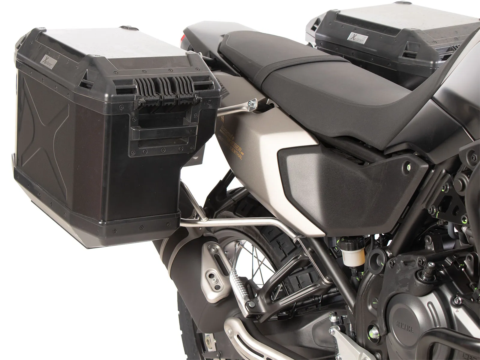 Cutout stainless steel pannier rack set for Yamaha T√©n√©r√© 700 Rally (2025-) incl. Xplorer cutout pannier set, black