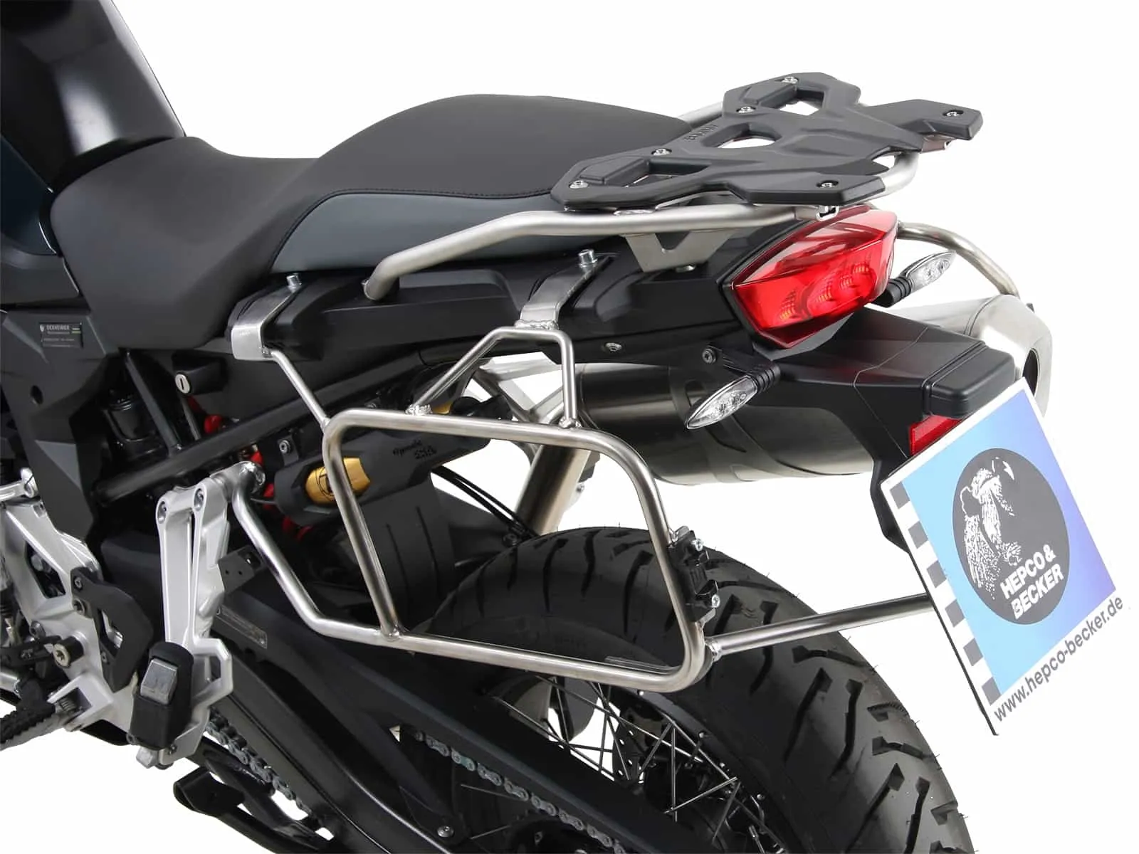 Case carrier set cutout stainless steel incl. Xplorer cutout silver Case set for BMW F 850 GS (2018-2023)
