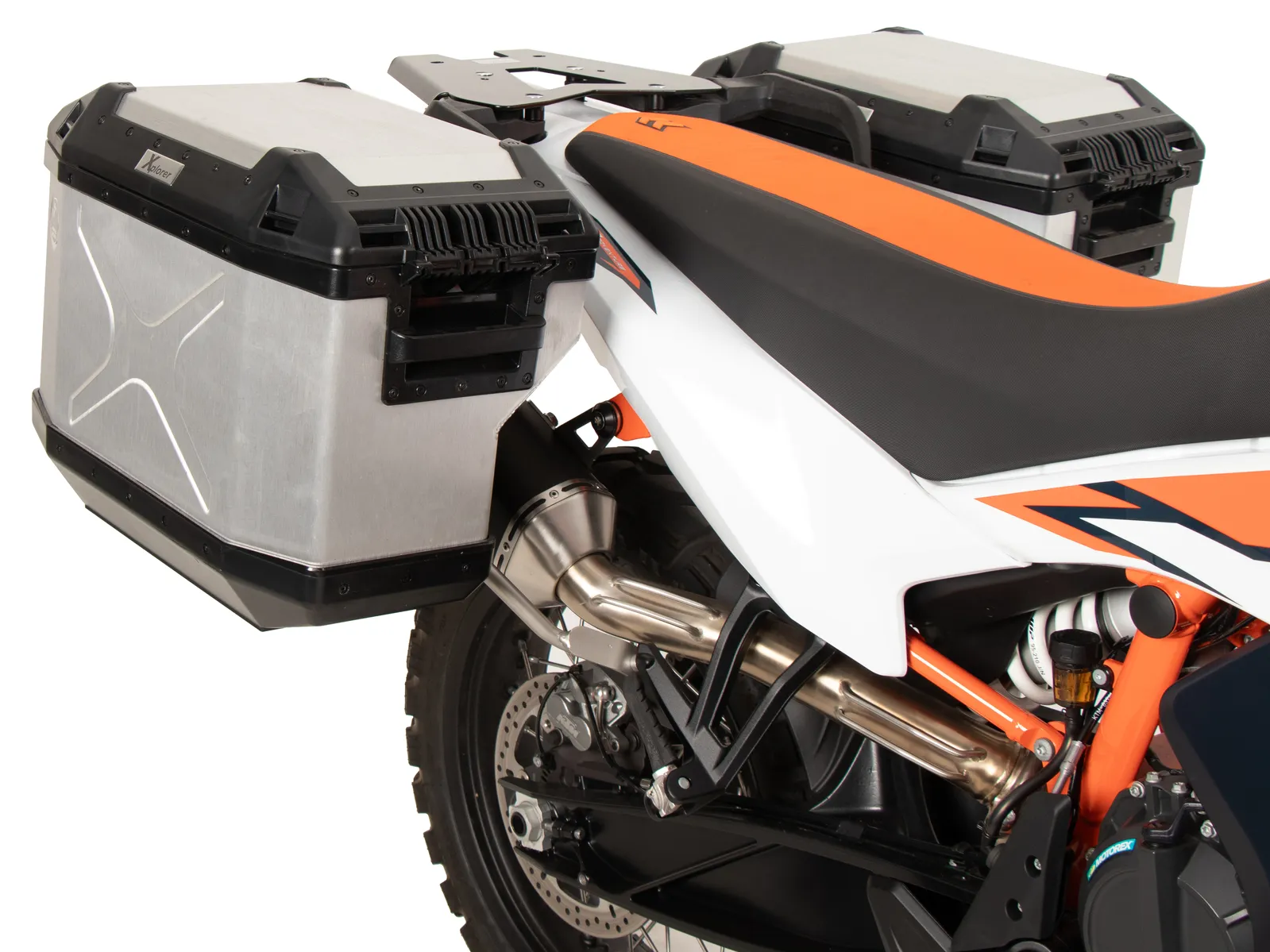 Case carrier set cutout stainless steel incl. Xplorer cutout silver Case set 40/37 for KTM 890 Adventure / R / Rally (2023-)