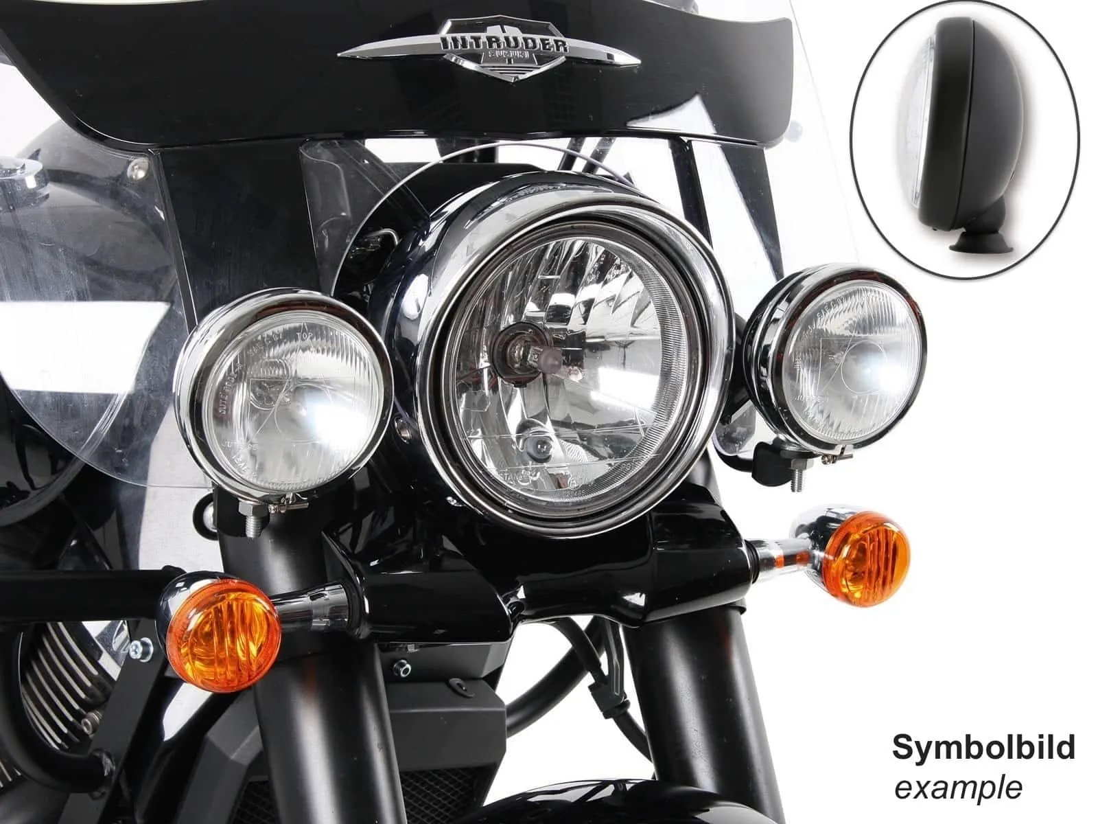 Twinlight auxiliary headlight set (high beam) incl. holder and cable black for Suzuki C1500T Intruder (2013-2016)