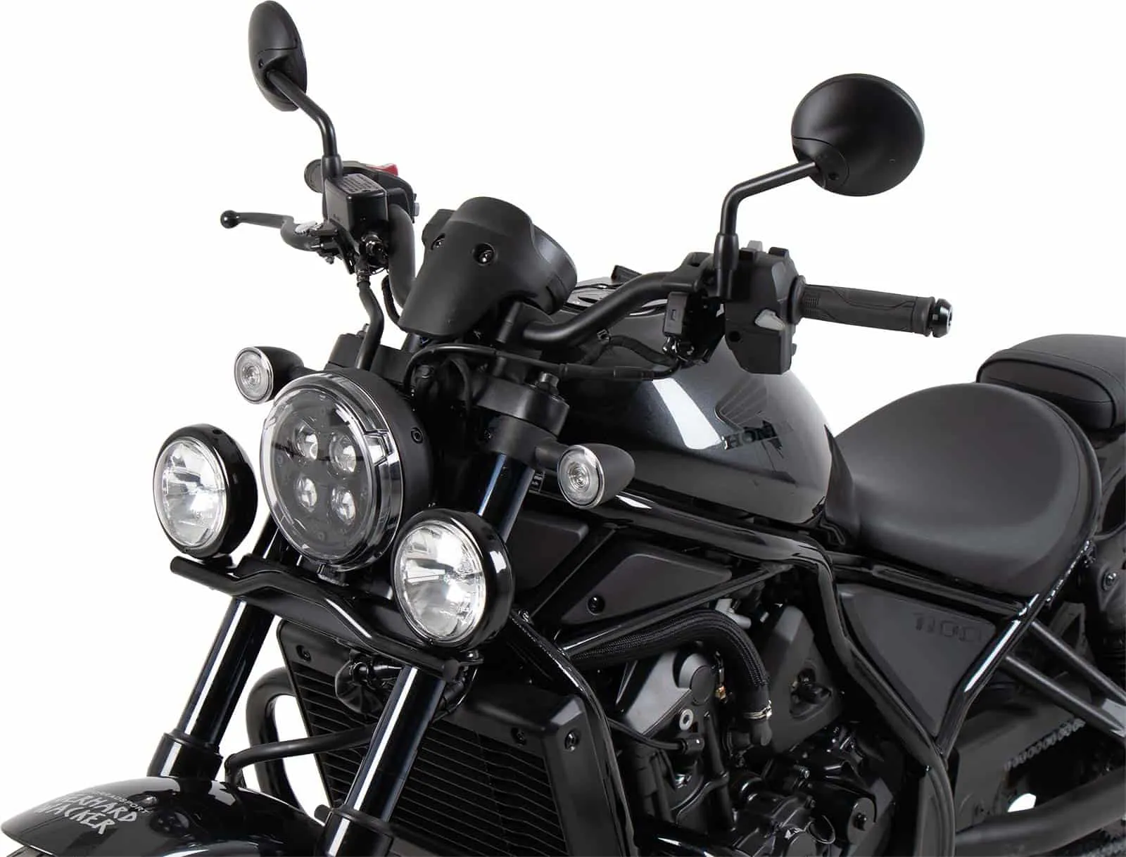 Twinlight auxiliary headlight set (high beam) incl. holder and cable black for Honda CMX 1100 Rebel / DCT (2025-)