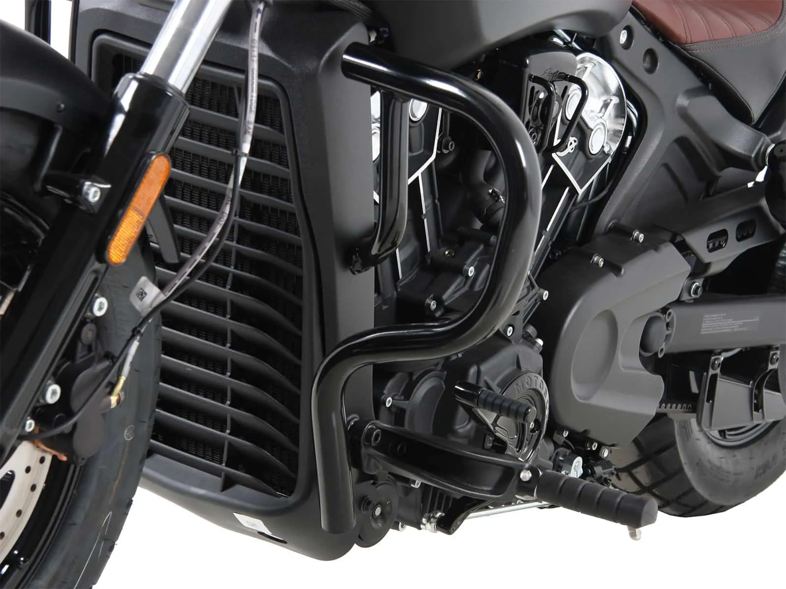 Glossy black engine guard for Indian Scout Bobber / Sixty / Twenty / Rogue (2017-2024)
