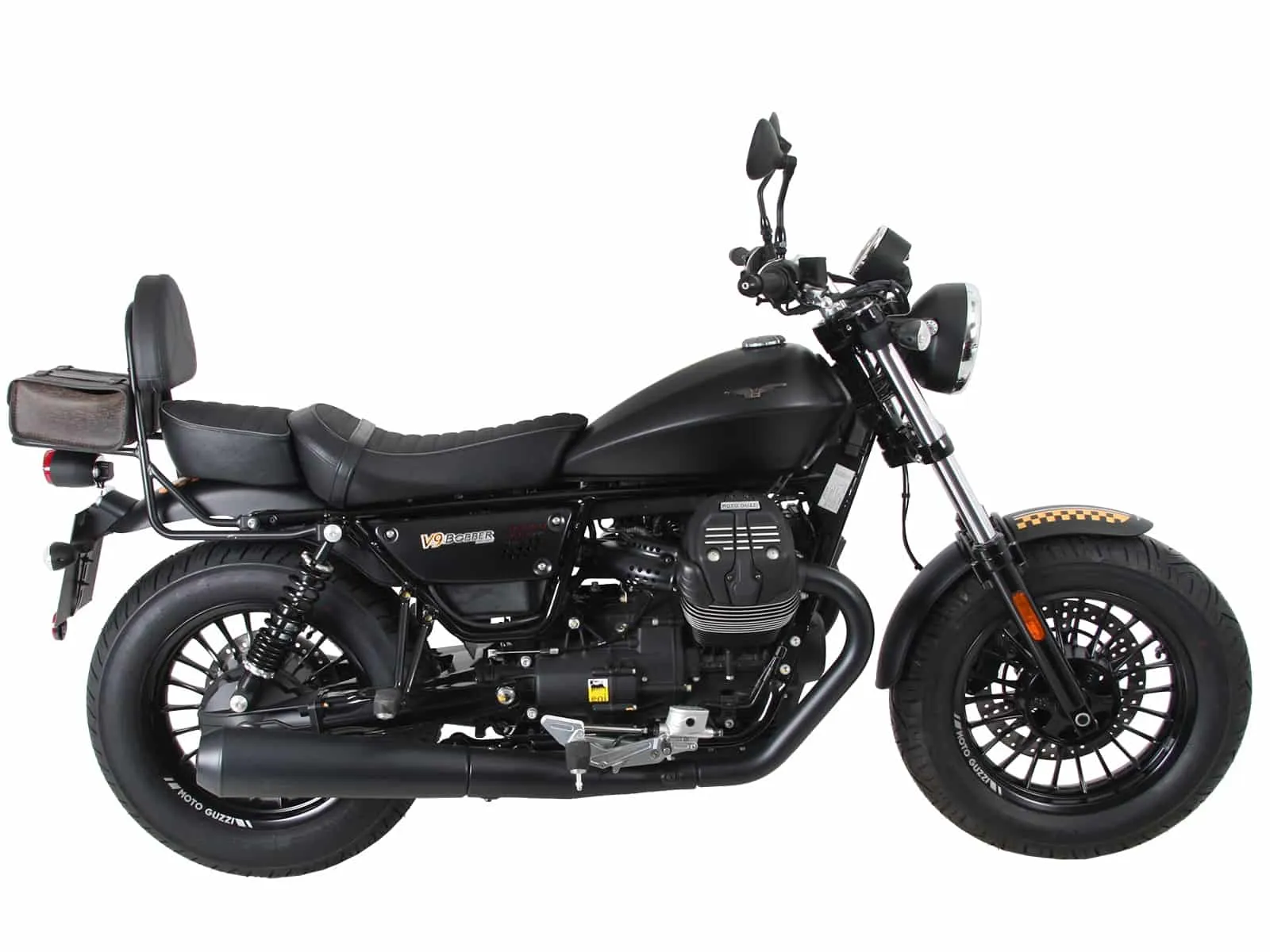 Sissybar with luggage rack black for Moto Guzzi V 9 Roamer (long seat)(2017-2025)