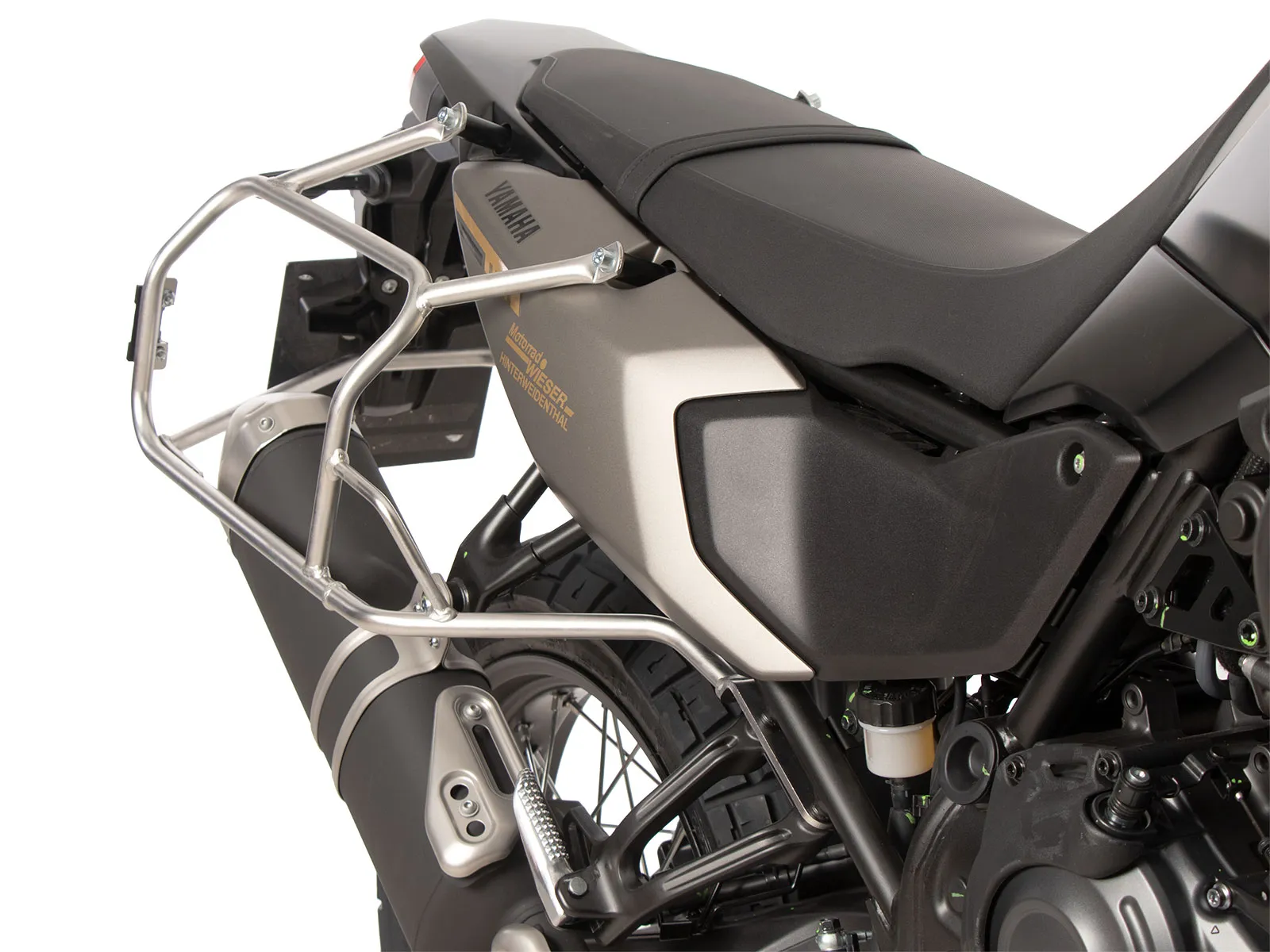 Case carrier set cutout stainless steel for Yamaha T√©n√©r√© 700 Rally (2025-) incl. Xplorer cutout case set, silver