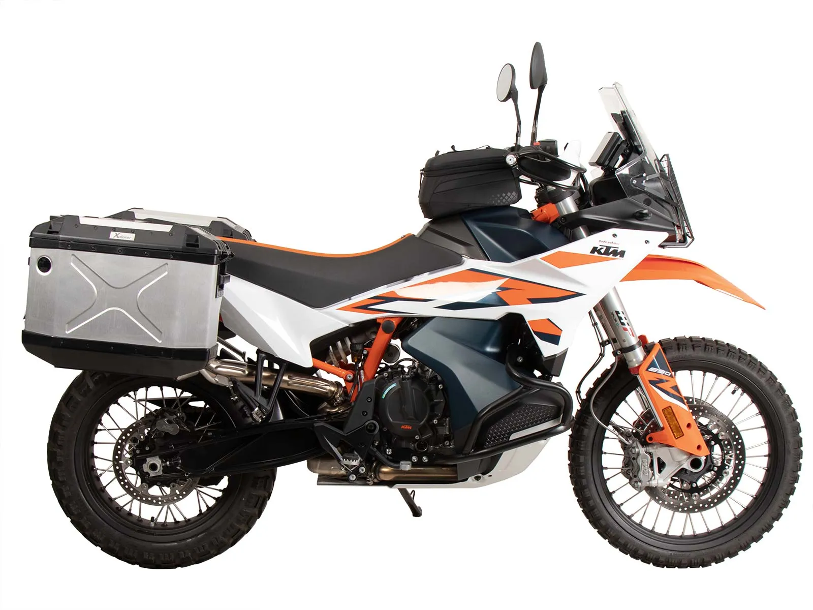 Case carrier set cutout stainless steel incl. Xplorer cutout silver Case set 40/37 for KTM 890 Adventure / R / Rally (2023-)