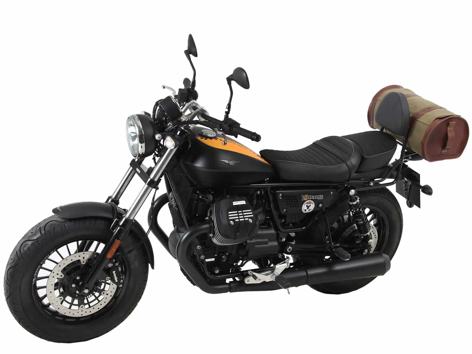 Sissybar with luggage rack black for Moto Guzzi V 9 Roamer (long seat)(2017-2025)