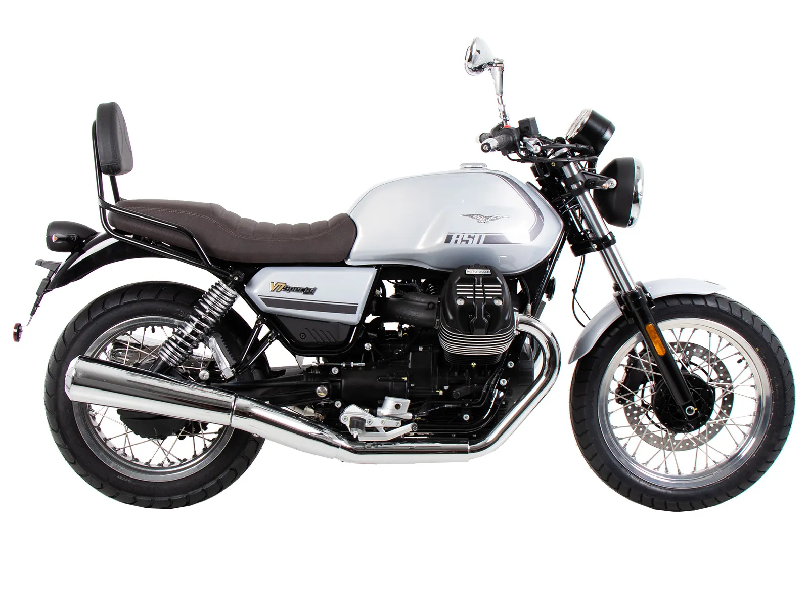 Sissybar with luggage rack black for Moto Guzzi V7 Special/Stone/Centenario (2021-2024)