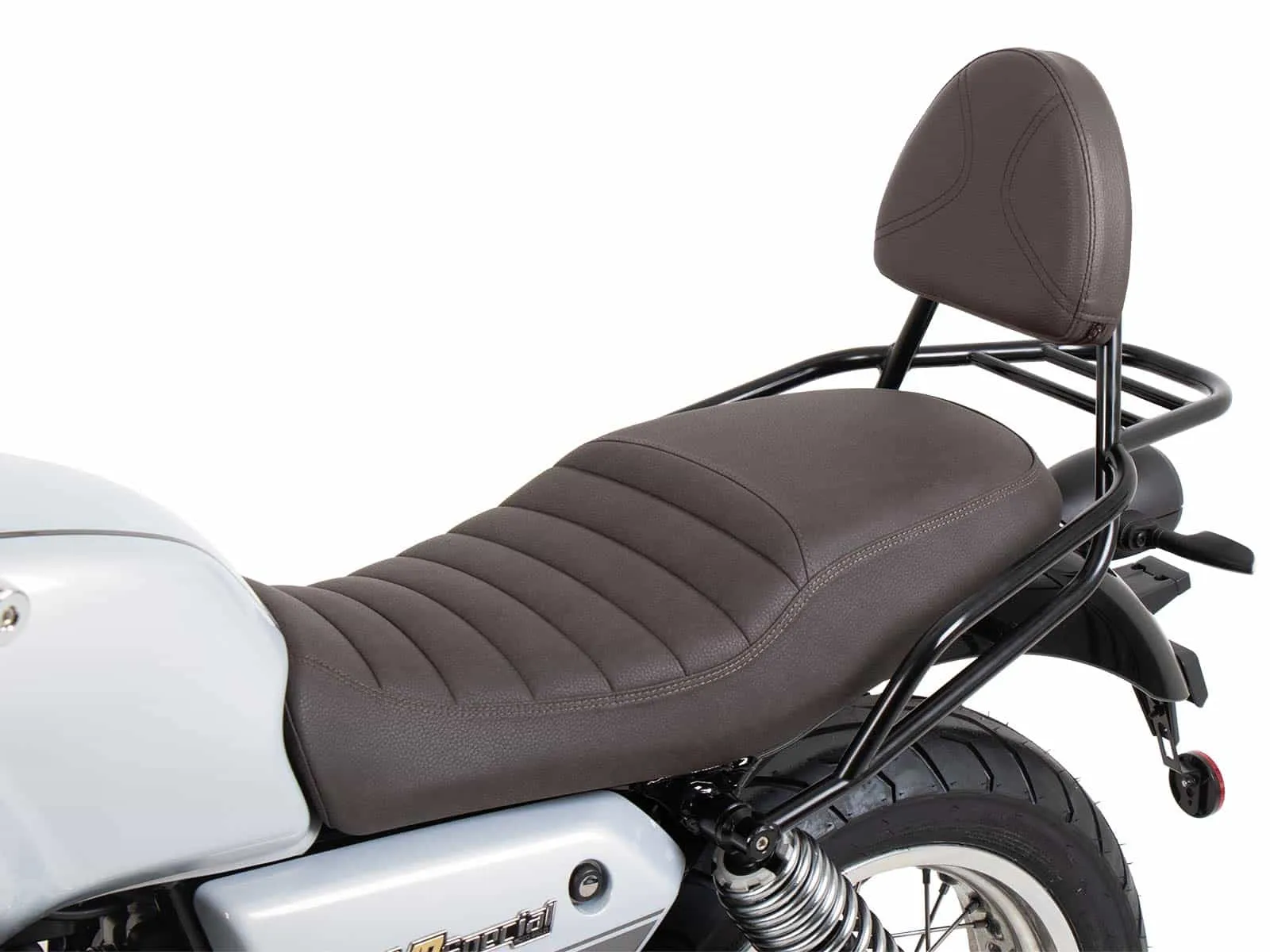 Sissybar with luggage rack black/brown for Moto Guzzi V7 Stone Special Edition (850cc) (2022-2023)