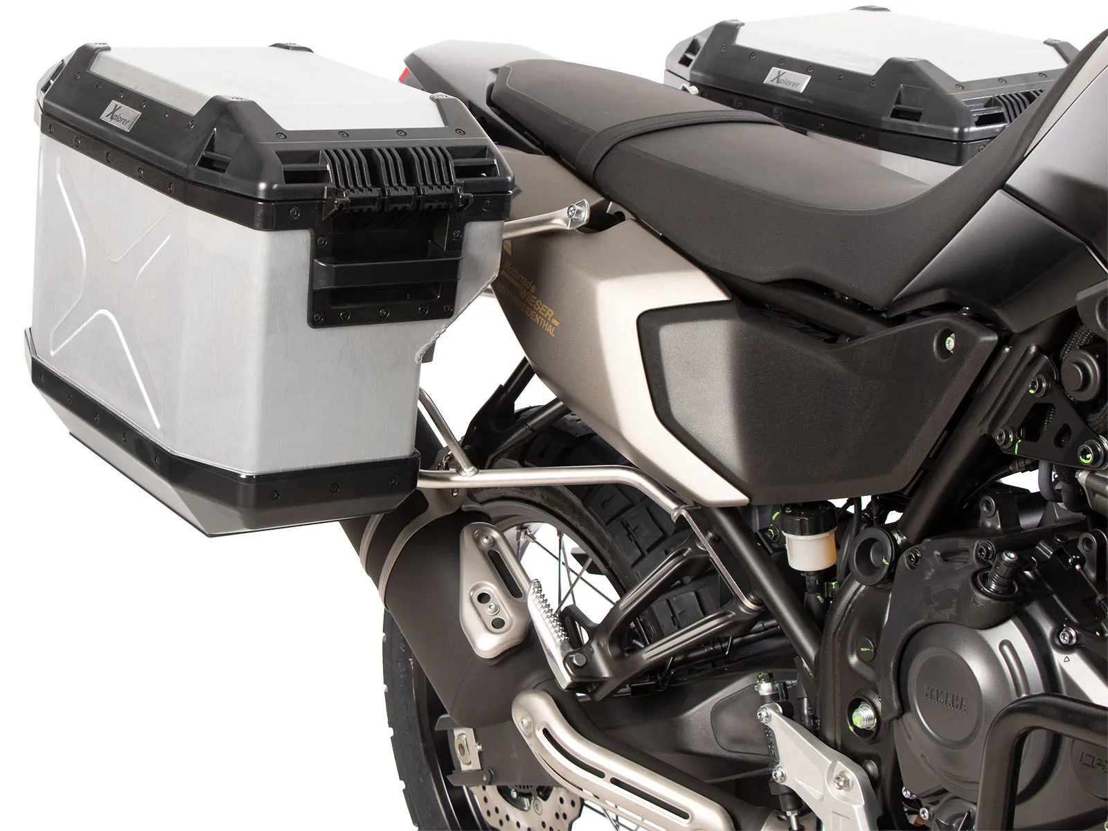 Case carrier set cutout stainless steel for Yamaha T√©n√©r√© 700 Rally (2025-) incl. Xplorer cutout case set, silver