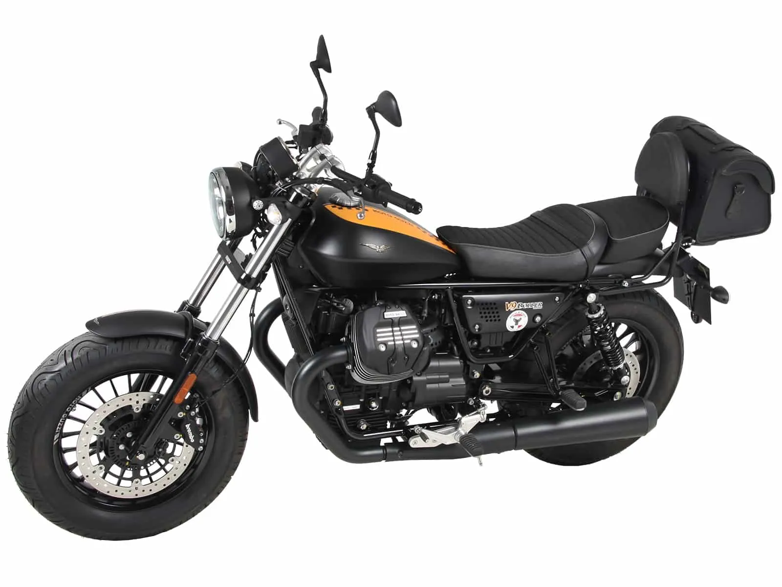 Sissybar with luggage rack black for Moto Guzzi V 9 Roamer (long seat)(2017-2025)