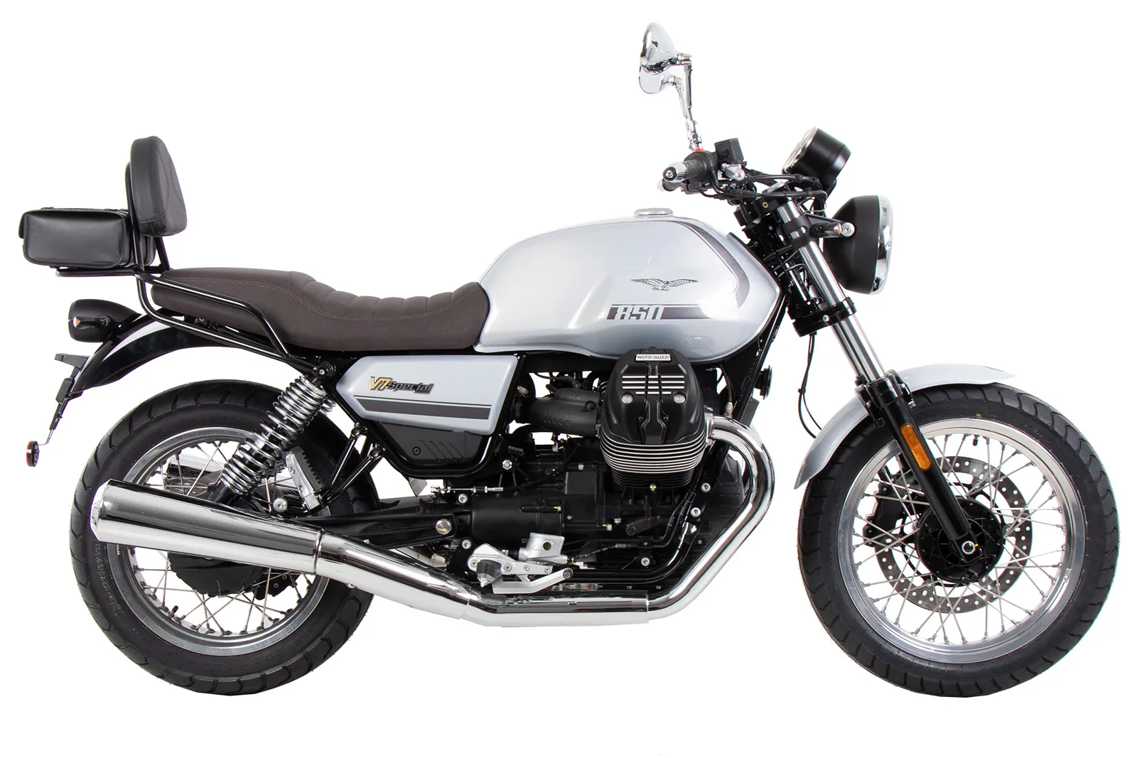 Sissybar with luggage rack black for Moto Guzzi V7 Special/Stone/Centenario (2021-2024)