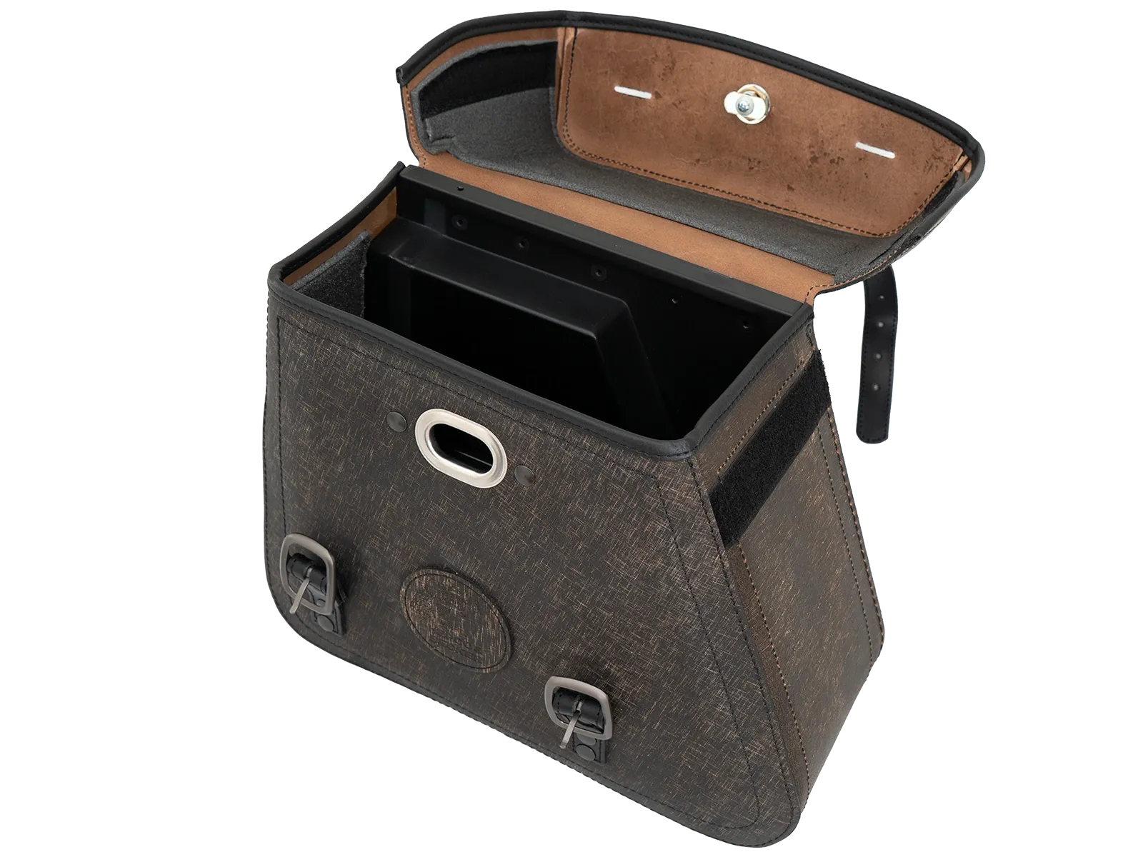 Leather single bag Rugged brown right for cutout