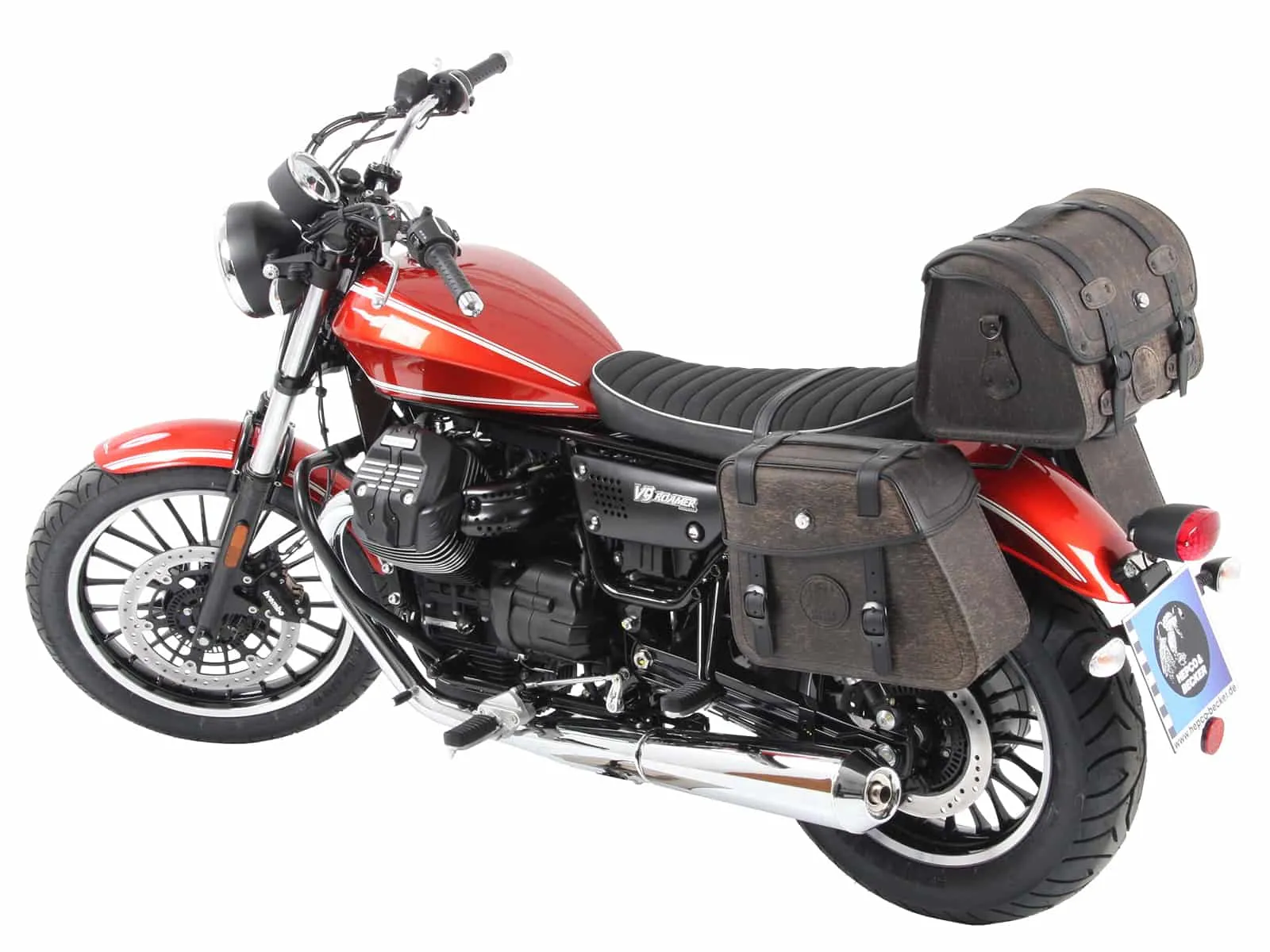 Leather bag holder cutout black for Moto Guzzi V9 Bobber/Special Edition (2021-2025)