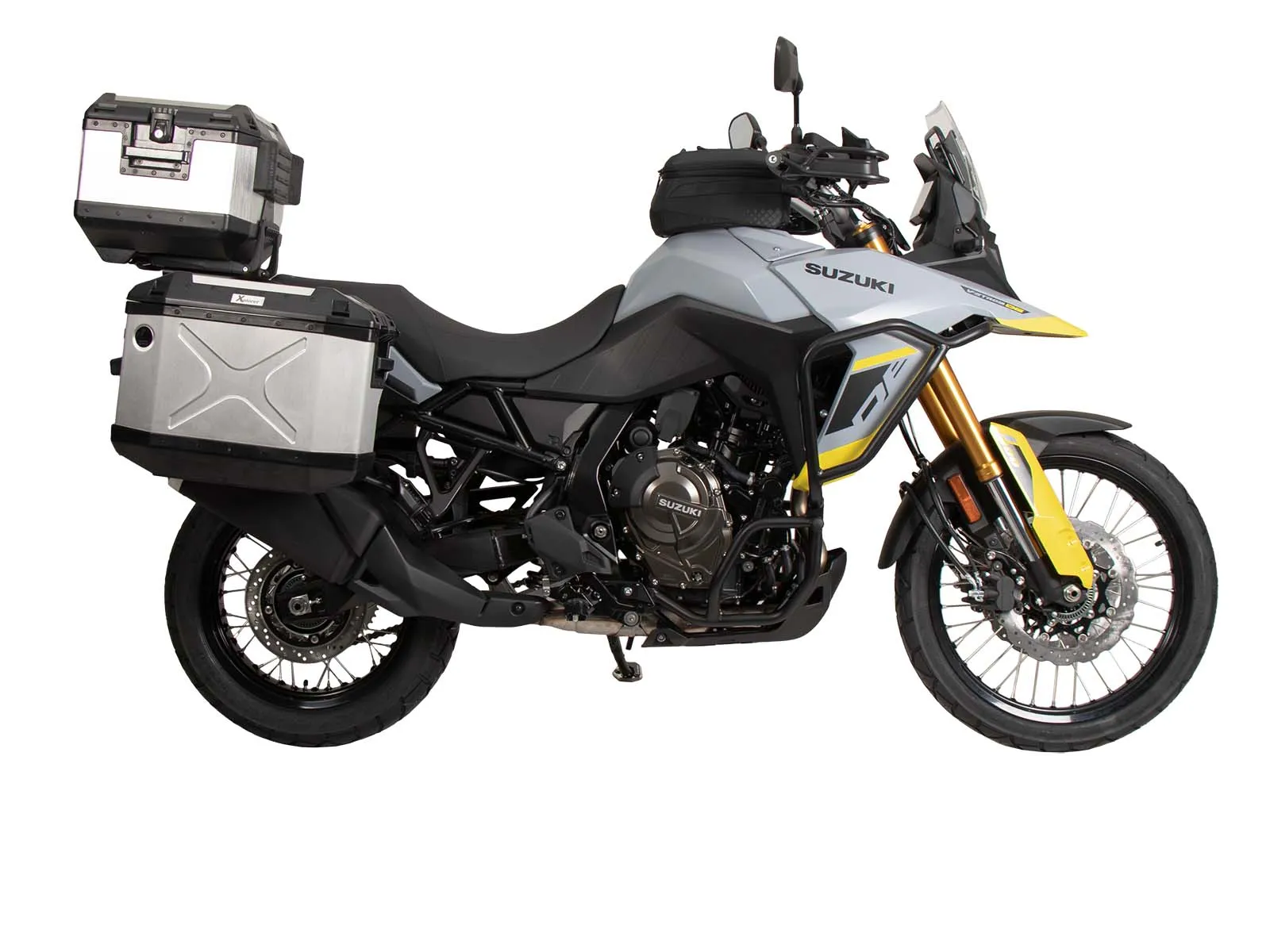 Suitcase carrier set cutout black incl. Xplorer cutout silver Suitcase set for Suzuki V-Strom 800 DE (2023-)