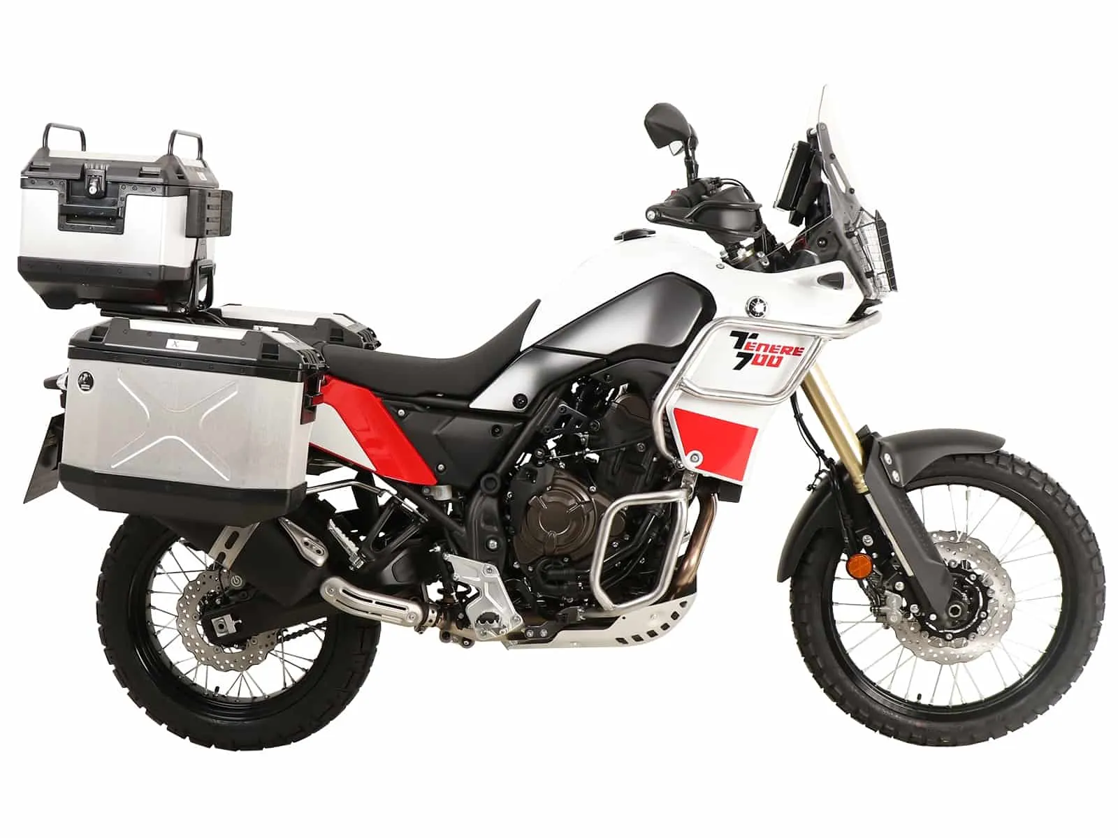 Case carrier set cutout stainless steel incl. Xplorer cutout silver Case set for Yamaha T√©n√©r√© 700 / Rally (2019-2024)