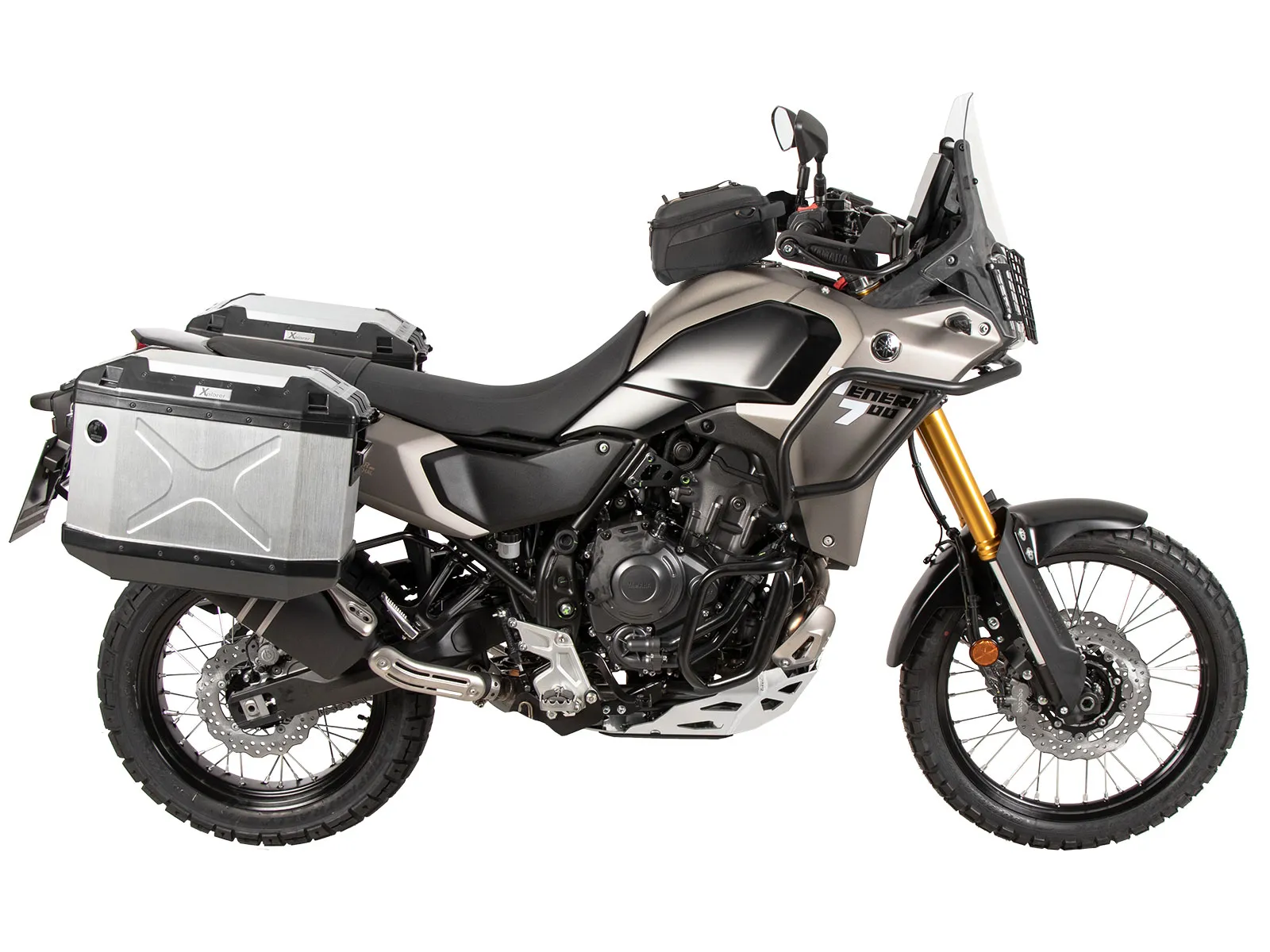 Case carrier set cutout stainless steel for Yamaha T√©n√©r√© 700 Rally (2025-) incl. Xplorer cutout case set, silver