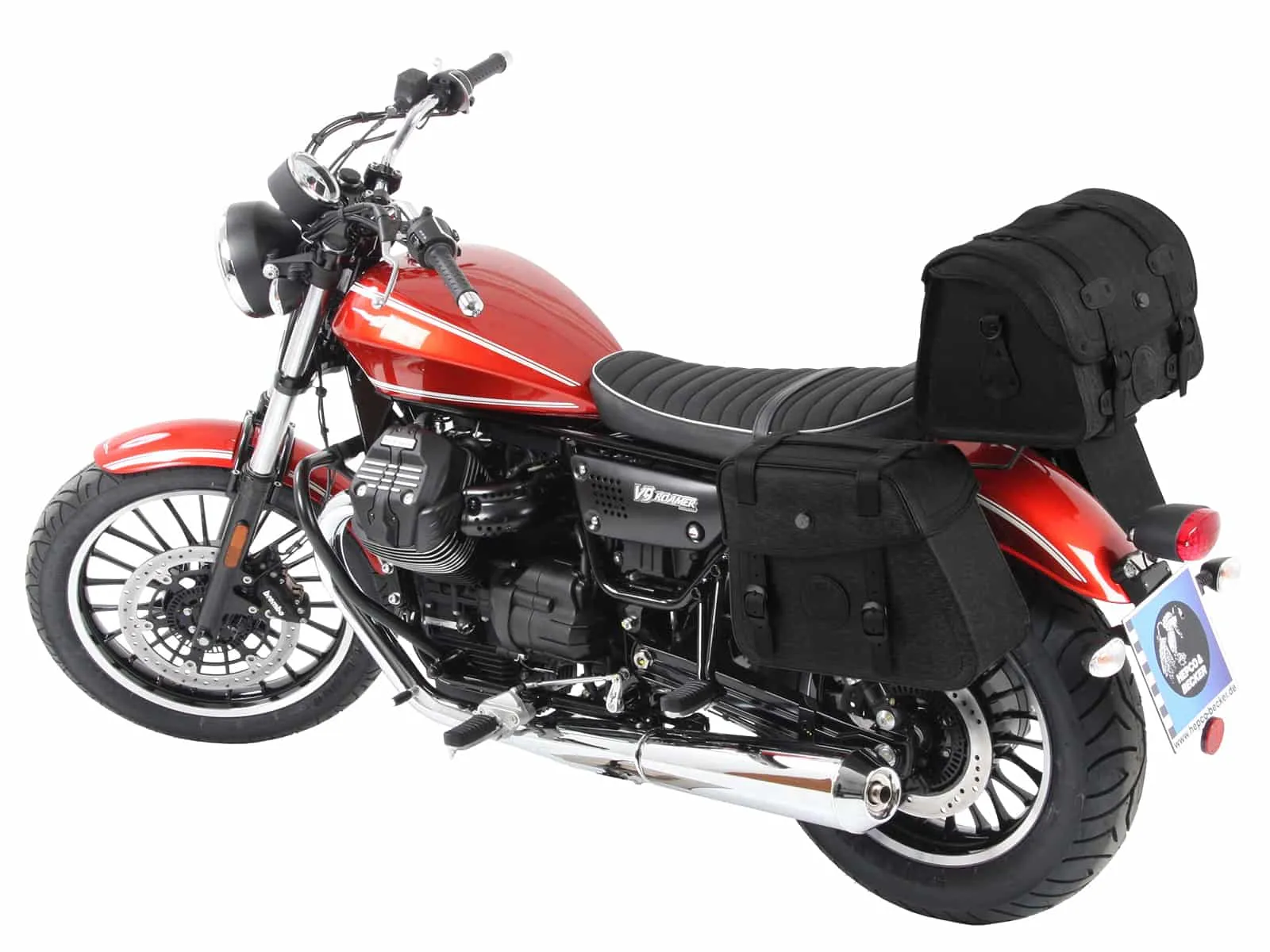 Leather bag holder cutout black for Moto Guzzi V 9 Bobber/Sport (2016-2020)