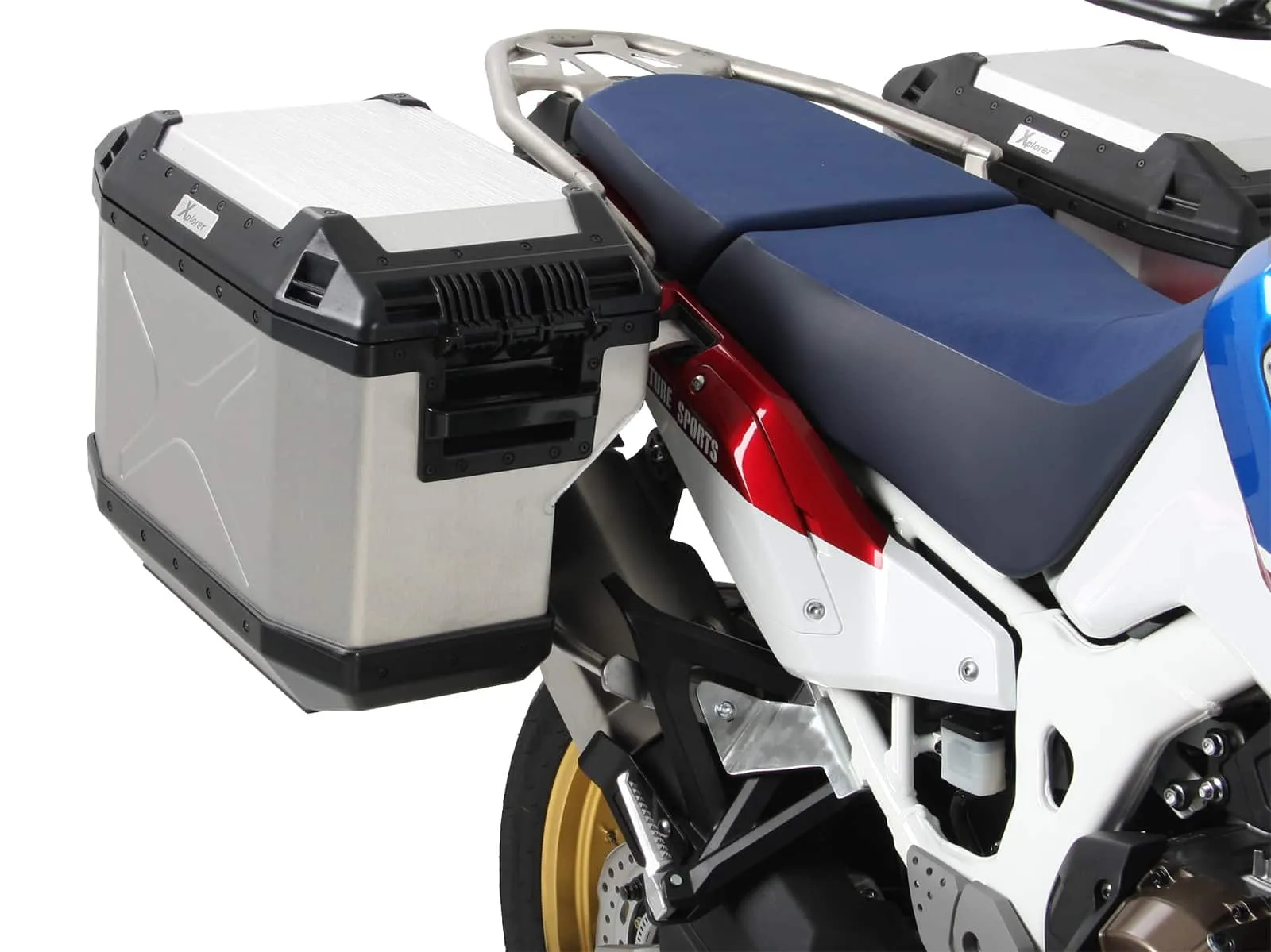 Case carrier set cutout stainless steel incl. Xplorer cutout silver Case set for Honda CRF1000L Africa Twin (2018-2019)