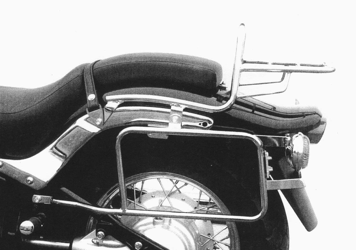 Sidelæns Spil Hest rear rack - chrome Yamaha XVS 650 Drag Star