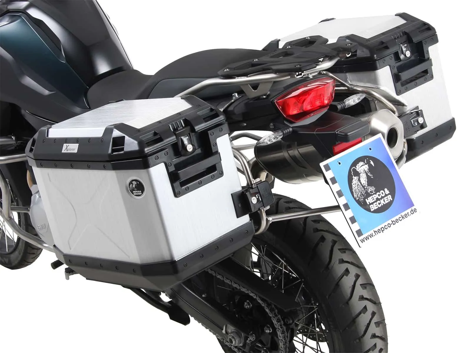 Case carrier set cutout stainless steel incl. Xplorer cutout silver Case set for BMW F 850 GS (2018-2023)