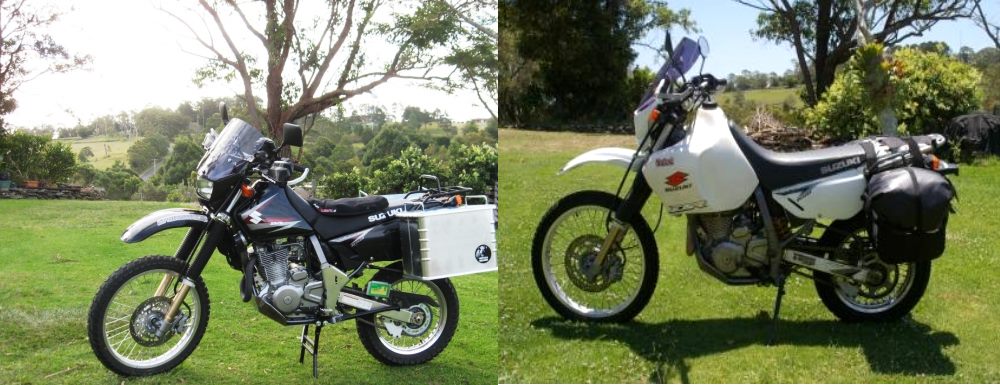 uzuki's DR650 Adventure Bike with Hepco Becker luggage frames and either H&B AL hard cases OR Enduristan Monsoon soft panniers!