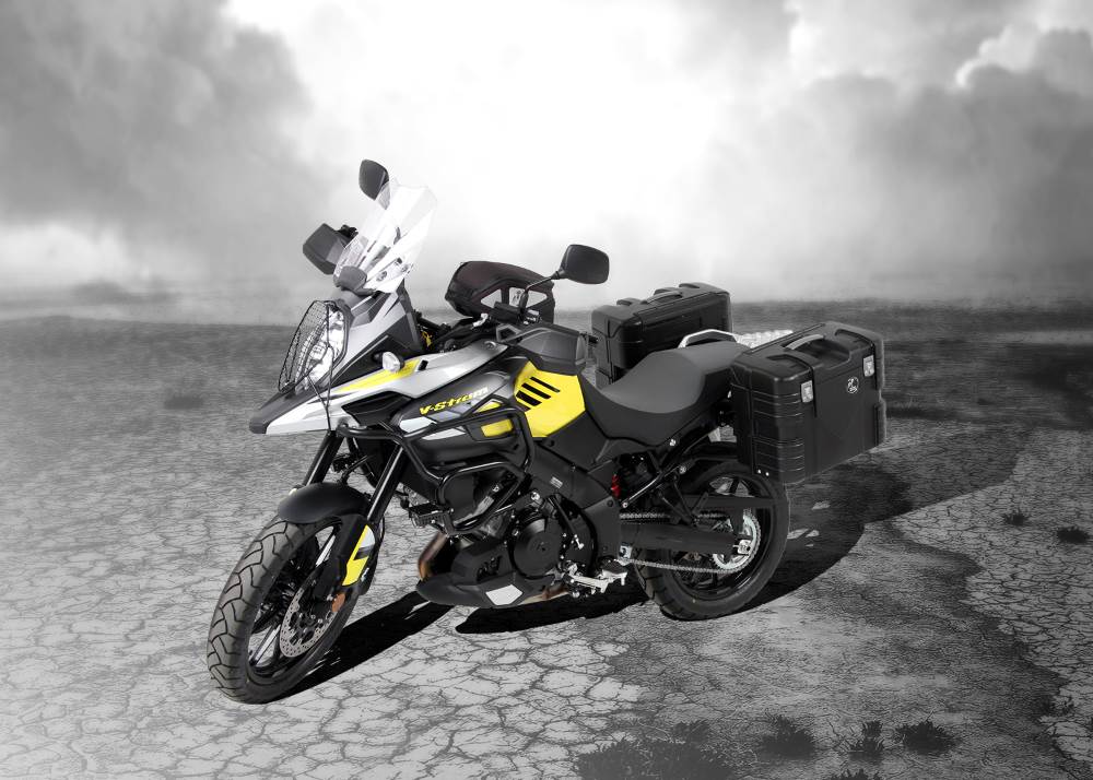 Suzuki V-Strom 1000 for 2017 with Hepco & Becker motorcycle luggage and accessories from Motorcycle Adventure Products