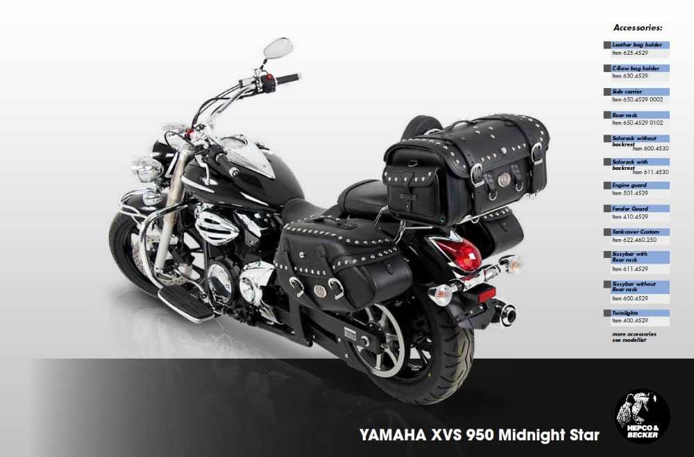 Just one example of Hepco Becker's great range, Yamaha's XVS950 Midnight Star fully set with luggage protection and more! 