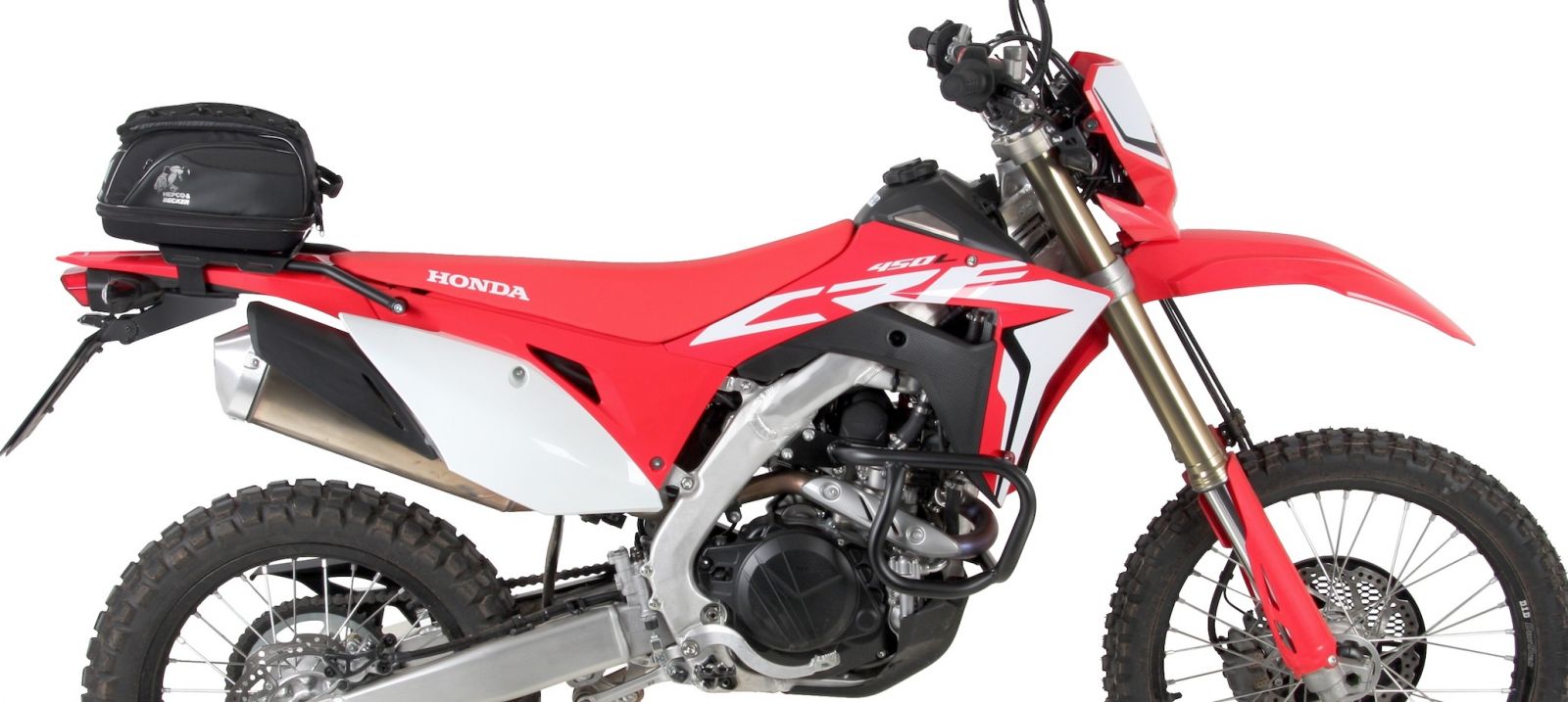HONDA CRF 450L fitted with luggage, bars and accessories but Hepco&Becker and Motorcycle Adventure Products