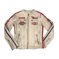 Warson Womens Daytona Leather Jacket Smoke White