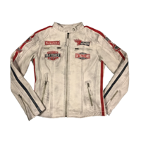 Warson Womens Daytona Leather Jacket Smoke White