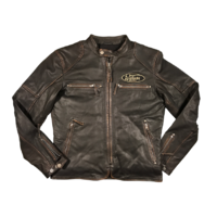 Warson Motors Classic Driver Brown Rub Off Leather Jacket
