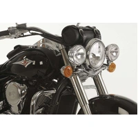 Twinlight auxiliary headlight set (high beam) incl. holder and cable chrome for Kawasaki VN 900 Classic/Vulcan (2006-)