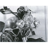 Twinlight auxiliary headlight set (high beam) incl. holder and cable chrome for Moto Guzzi Nevada Classic V 750 ie/Aquilia Nera (2004-2009)