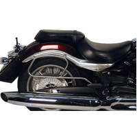 Chrome tubular leather bag holder for Yamaha XV 1900 Midnight Star (2006-2016)