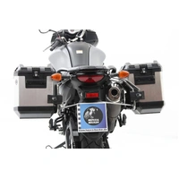 Suitcase carrier set cutout stainless steel incl. Xplorer cutout silver Suitcase set for Suzuki V-Strom 650 ABS (2012-2016)