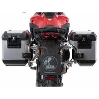 Case carrier set cutout stainless steel incl. Xplorer cutout silver Case set for Ducati Multistrada V4/S/S Sport/Pikes Peak (2021-2024)/Rally(2023-202
