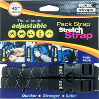 Pack Adjustable Stretch Rok Strap - Black with HiVis Silver Twist (Pair)